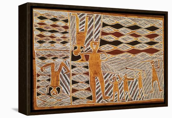Aboriginal Bark Painting of Ritual Dance, from Yrrkala, Australia-null-Framed Premier Image Canvas