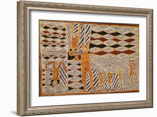 Aboriginal Bark Painting of Ritual Dance, from Yrrkala, Australia-null-Framed Giclee Print