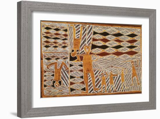 Aboriginal Bark Painting of Ritual Dance, from Yrrkala, Australia-null-Framed Giclee Print