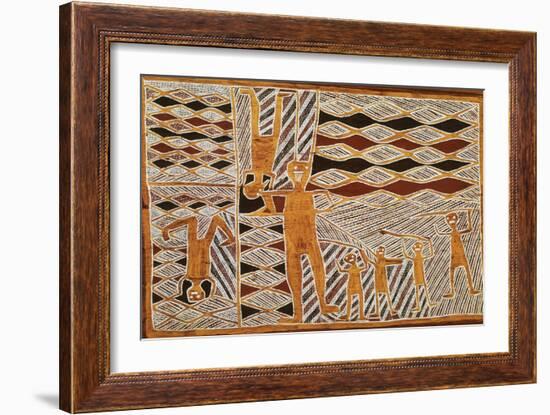 Aboriginal Bark Painting of Ritual Dance, from Yrrkala, Australia-null-Framed Giclee Print