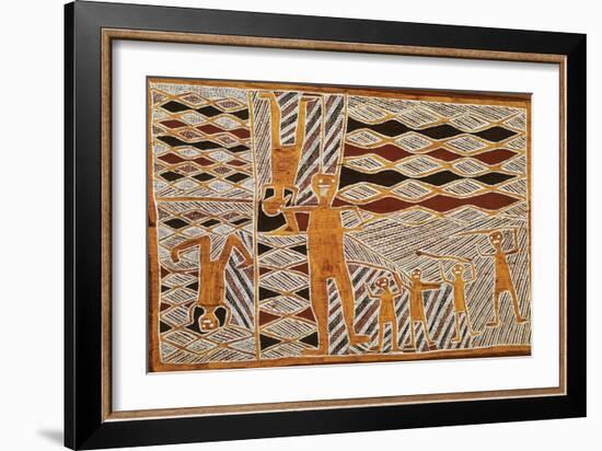 Aboriginal Bark Painting of Ritual Dance, from Yrrkala, Australia-null-Framed Giclee Print