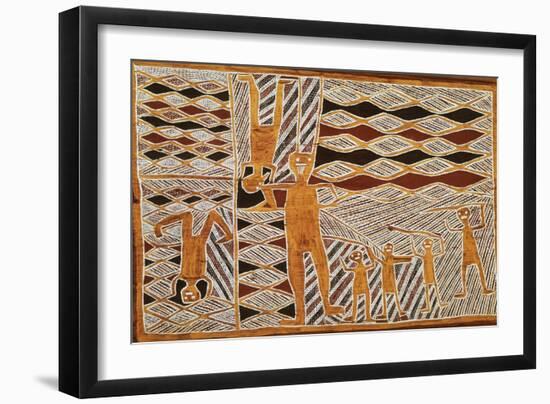 Aboriginal Bark Painting of Ritual Dance, from Yrrkala, Australia-null-Framed Giclee Print