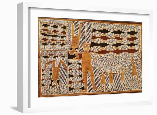 Aboriginal Bark Painting of Ritual Dance, from Yrrkala, Australia-null-Framed Giclee Print