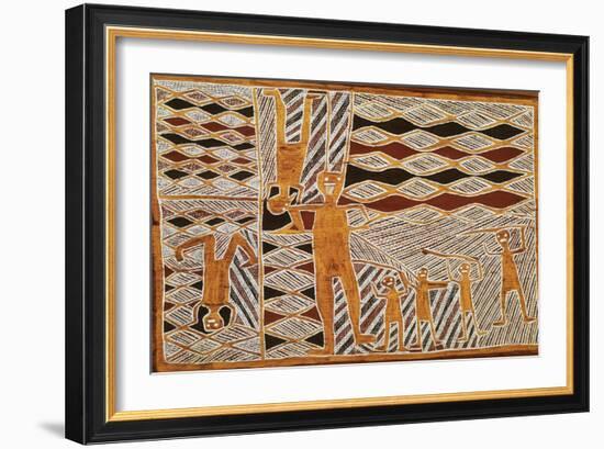 Aboriginal Bark Painting of Ritual Dance, from Yrrkala, Australia-null-Framed Giclee Print