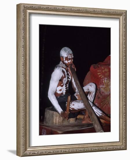 Aboriginal Dancer Didgeridoo, Pamagirri, Queensland, Cairns, Australia-Cindy Miller Hopkins-Framed Photographic Print