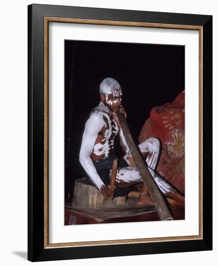 Aboriginal Dancer Didgeridoo, Pamagirri, Queensland, Cairns, Australia-Cindy Miller Hopkins-Framed Photographic Print