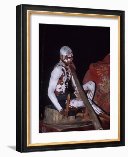 Aboriginal Dancer Didgeridoo, Pamagirri, Queensland, Cairns, Australia-Cindy Miller Hopkins-Framed Photographic Print