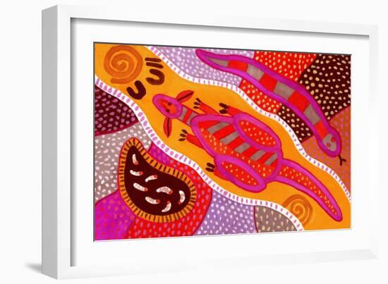 Aboriginal Painting-John Newcomb-Framed Giclee Print