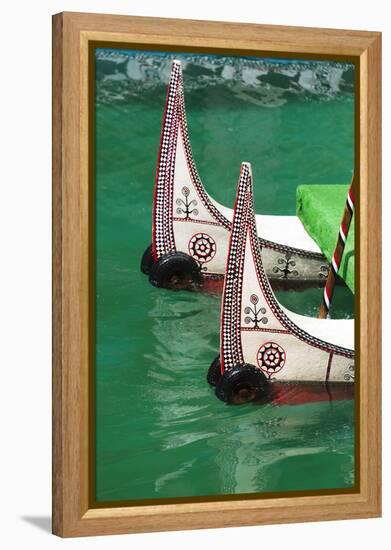 Aboriginal people's canoe, Sun Moon Lake, Taiwan-Keren Su-Framed Premier Image Canvas