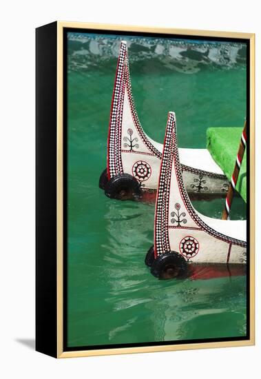 Aboriginal people's canoe, Sun Moon Lake, Taiwan-Keren Su-Framed Premier Image Canvas