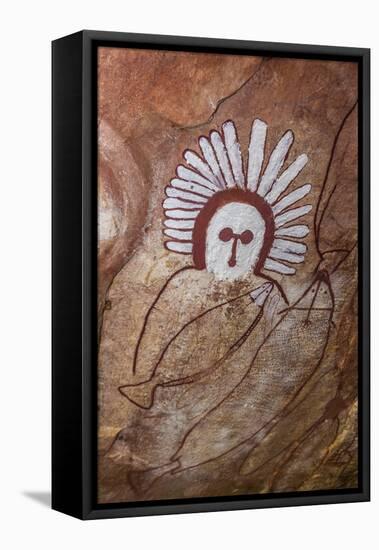 Aboriginal Wandjina Cave Artwork in Sandstone Caves at Raft Point, Kimberley, Western Australia-Michael Nolan-Framed Premier Image Canvas