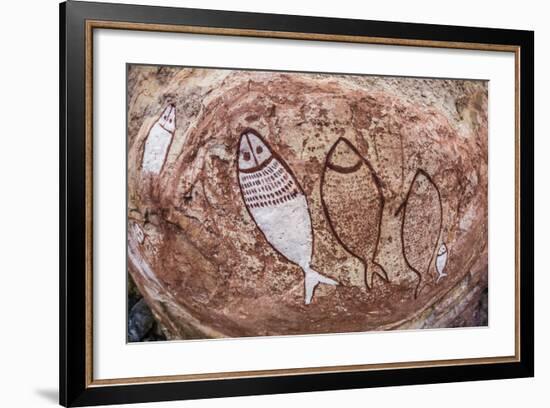 Aboriginal Wandjina Cave Artwork in Sandstone Caves at Raft Point, Kimberley, Western Australia-Michael Nolan-Framed Photographic Print