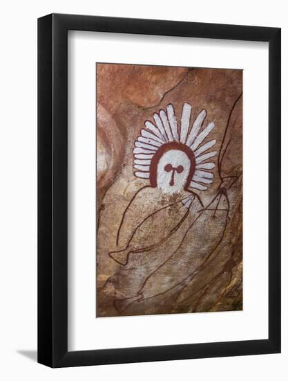 Aboriginal Wandjina Cave Artwork in Sandstone Caves at Raft Point, Kimberley, Western Australia-Michael Nolan-Framed Photographic Print