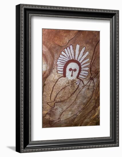 Aboriginal Wandjina Cave Artwork in Sandstone Caves at Raft Point, Kimberley, Western Australia-Michael Nolan-Framed Photographic Print