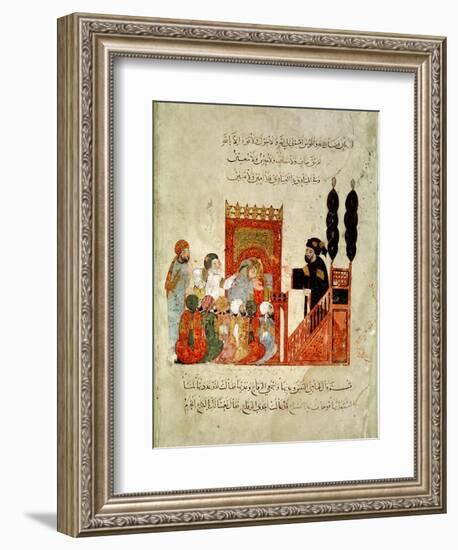 Abou Zayd Preaching in the Mosque, from "Al Maqamat" by Al-Hariri-null-Framed Giclee Print