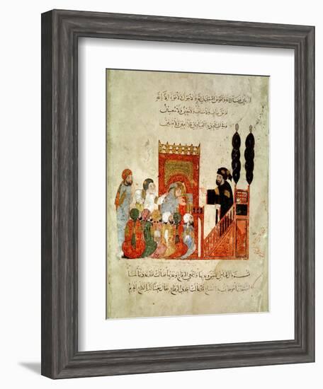 Abou Zayd Preaching in the Mosque, from "Al Maqamat" by Al-Hariri-null-Framed Giclee Print