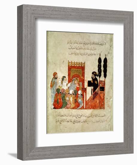 Abou Zayd Preaching in the Mosque, from "Al Maqamat" by Al-Hariri-null-Framed Giclee Print