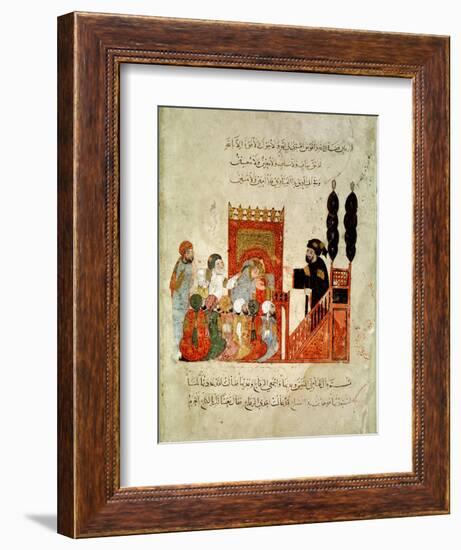 Abou Zayd Preaching in the Mosque, from "Al Maqamat" by Al-Hariri-null-Framed Giclee Print