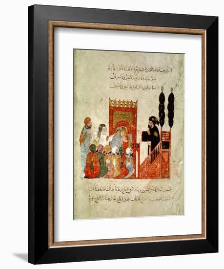 Abou Zayd Preaching in the Mosque, from "Al Maqamat" by Al-Hariri-null-Framed Giclee Print