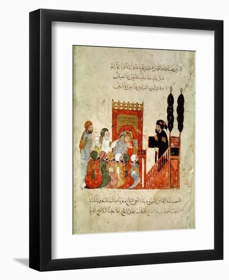 Abou Zayd Preaching in the Mosque, from "Al Maqamat" by Al-Hariri-null-Framed Giclee Print