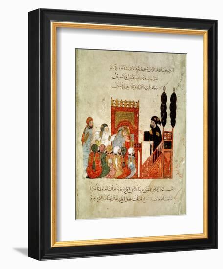 Abou Zayd Preaching in the Mosque, from "Al Maqamat" by Al-Hariri-null-Framed Giclee Print