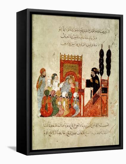 Abou Zayd Preaching in the Mosque, from "Al Maqamat" by Al-Hariri-null-Framed Premier Image Canvas