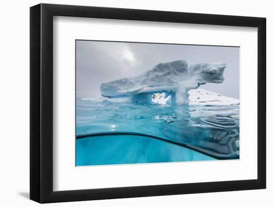 Above and below view of an arch formed in an iceberg at Cuverville Island, Ererra Channel-Michael Nolan-Framed Photographic Print