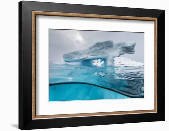 Above and below view of an arch formed in an iceberg at Cuverville Island, Ererra Channel-Michael Nolan-Framed Photographic Print