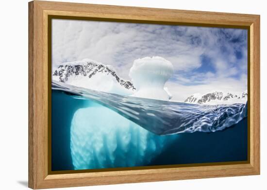 Above and Below Water View of Danco Island, Errera Channel, Antarctica, Polar Regions-Michael Nolan-Framed Premier Image Canvas