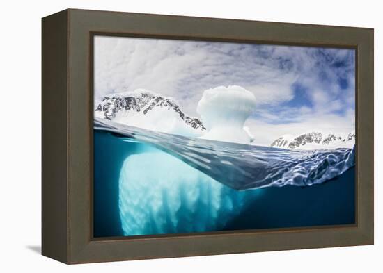 Above and Below Water View of Danco Island, Errera Channel, Antarctica, Polar Regions-Michael Nolan-Framed Premier Image Canvas