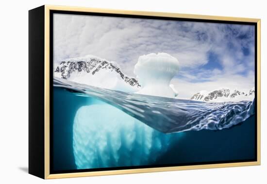 Above and Below Water View of Danco Island, Errera Channel, Antarctica, Polar Regions-Michael Nolan-Framed Premier Image Canvas