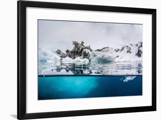 Above and Below Water View of Iceberg at Booth Island, Antarctica, Polar Regions-Michael Nolan-Framed Photographic Print