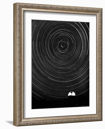 Above the Mt. Palomar Observatory, a 6 Hour Photo Exposure Centered Upon Polaris or the North Star-J^ R^ Eyerman-Framed Photographic Print