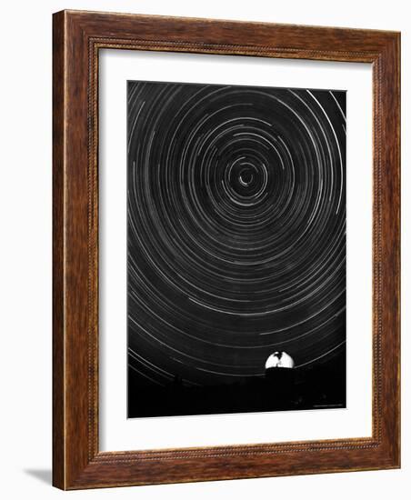 Above the Mt. Palomar Observatory, a 6 Hour Photo Exposure Centered Upon Polaris or the North Star-J^ R^ Eyerman-Framed Photographic Print