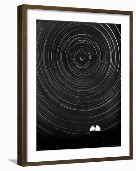 Above the Mt. Palomar Observatory, a 6 Hour Photo Exposure Centered Upon Polaris or the North Star-J^ R^ Eyerman-Framed Photographic Print