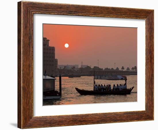 Abra Water Taxi, Dubai Creek at Sunset, Bur Dubai, Dubai, United Arab Emirates, Middle East-Neale Clark-Framed Photographic Print