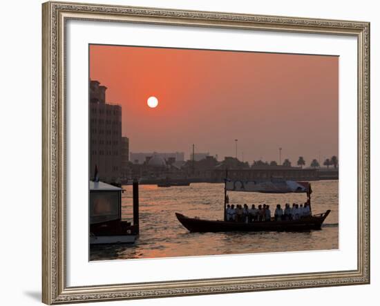 Abra Water Taxi, Dubai Creek at Sunset, Bur Dubai, Dubai, United Arab Emirates, Middle East-Neale Clark-Framed Photographic Print