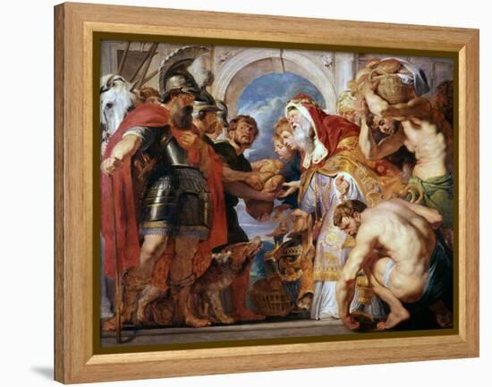 Abraham and Melchisedech, 1615-1618-Peter Paul Rubens-Framed Premier Image Canvas