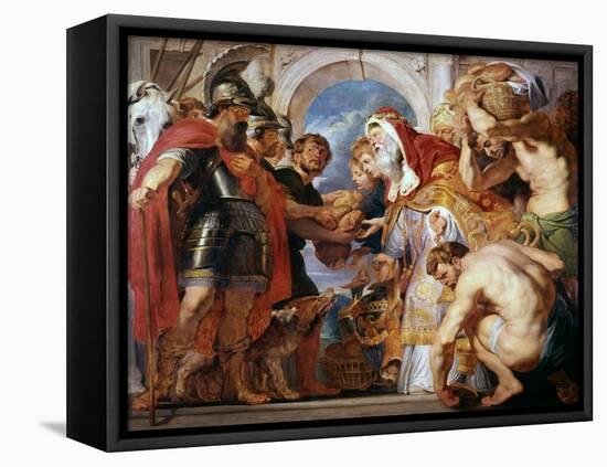 Abraham and Melchisedech, 1615-1618-Peter Paul Rubens-Framed Premier Image Canvas