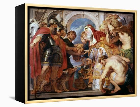 Abraham and Melchisedech, 1615-1618-Peter Paul Rubens-Framed Premier Image Canvas