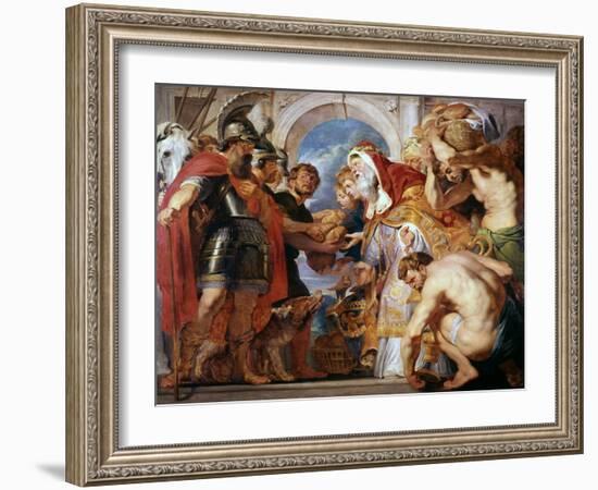 Abraham and Melchisedech, 1615-1618-Peter Paul Rubens-Framed Giclee Print