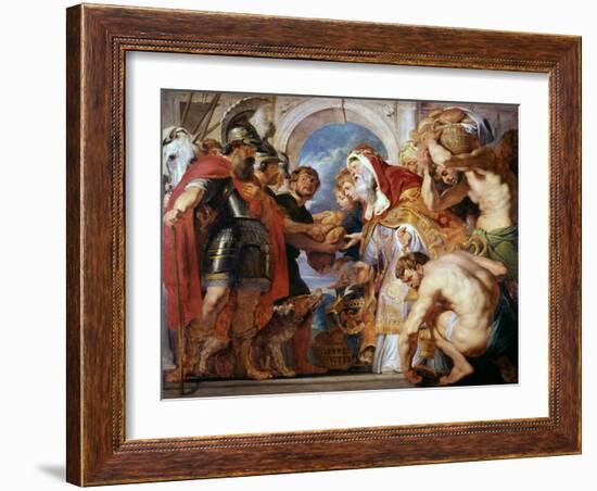 Abraham and Melchisedech, 1615-1618-Peter Paul Rubens-Framed Giclee Print