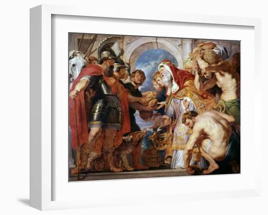 Abraham and Melchisedech, 1615-1618-Peter Paul Rubens-Framed Giclee Print