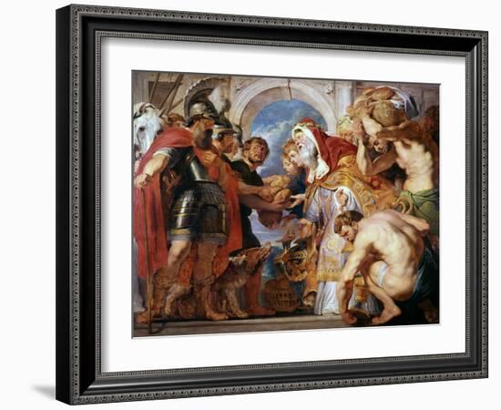 Abraham and Melchisedech, 1615-1618-Peter Paul Rubens-Framed Giclee Print