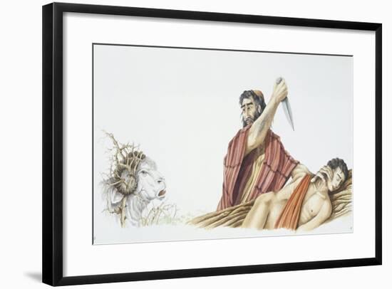 Abraham Is About to Sacrifice His Son Isaac When He Sees Ram in Thicket-null-Framed Giclee Print