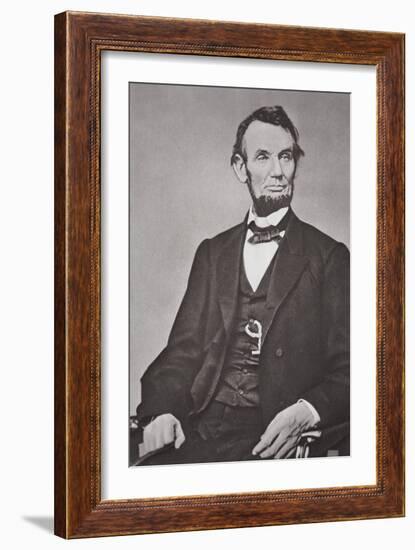 Abraham Lincoln (1809-65) 1864 (B/W Photo)-Mathew Brady-Framed Giclee Print