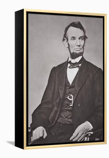 Abraham Lincoln (1809-65) 1864 (B/W Photo)-Mathew Brady-Framed Premier Image Canvas