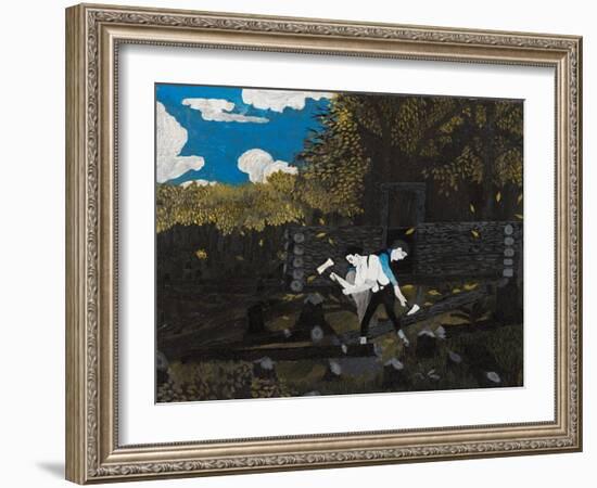 Abraham Lincoln and His Father (Oil on Panel)-Horace Pippin-Framed Giclee Print