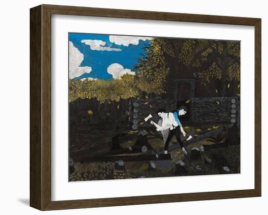 Abraham Lincoln and His Father (Oil on Panel)-Horace Pippin-Framed Giclee Print