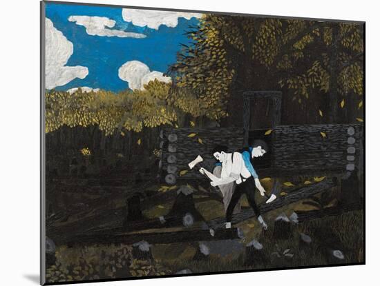 Abraham Lincoln and His Father (Oil on Panel)-Horace Pippin-Mounted Giclee Print